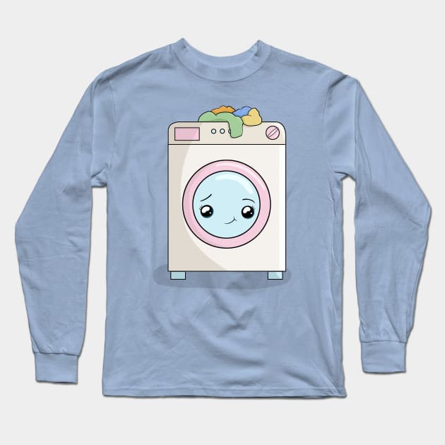 Kawaii Washing Machine Long Sleeve T-Shirt by valentinahramov